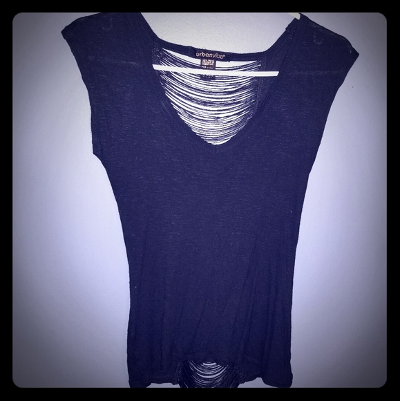Urban Vibe Tops - Urban vibe black v neck fringe open back Small